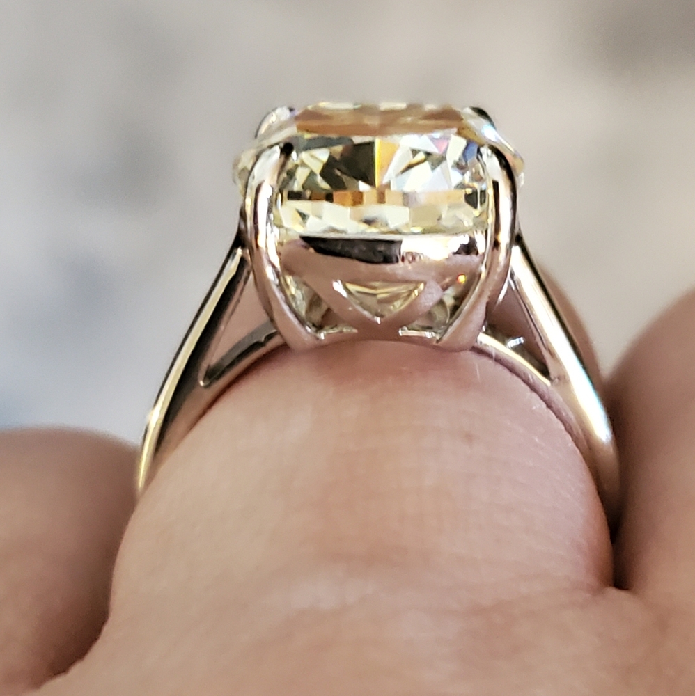 12CTW Assher Cut Radiant Ice Crushed High Carbon Lab Diamond Ring 925 Stamped - Picture 7 of 13